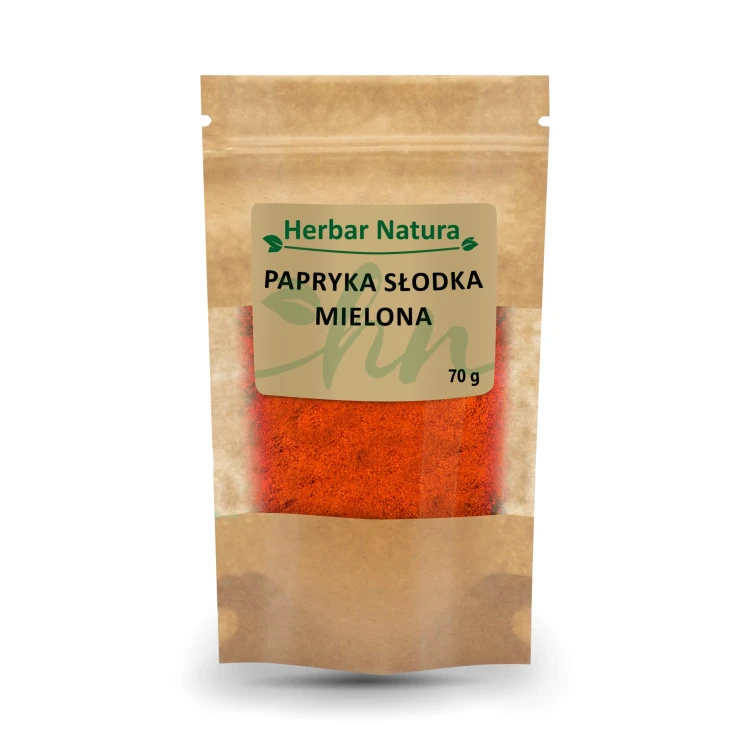 Papryka słodka mielona Herbar Natura 70 g Papryka słodka mielona Herbar Natura 70 g – naturalna, aromatyczna przyprawa z suszonej papryki, idealna do zup, sosów i dań mięsnych 