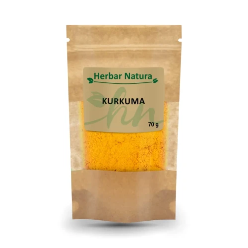 Kurkuma mielona Herbar Natura 70 g Kurkuma mielona Herbar Natura 70 g – naturalna przyprawa o intensywnym kolorze i aromacie, idealna do curry, zup, dań warzywnych i na złote mleko 