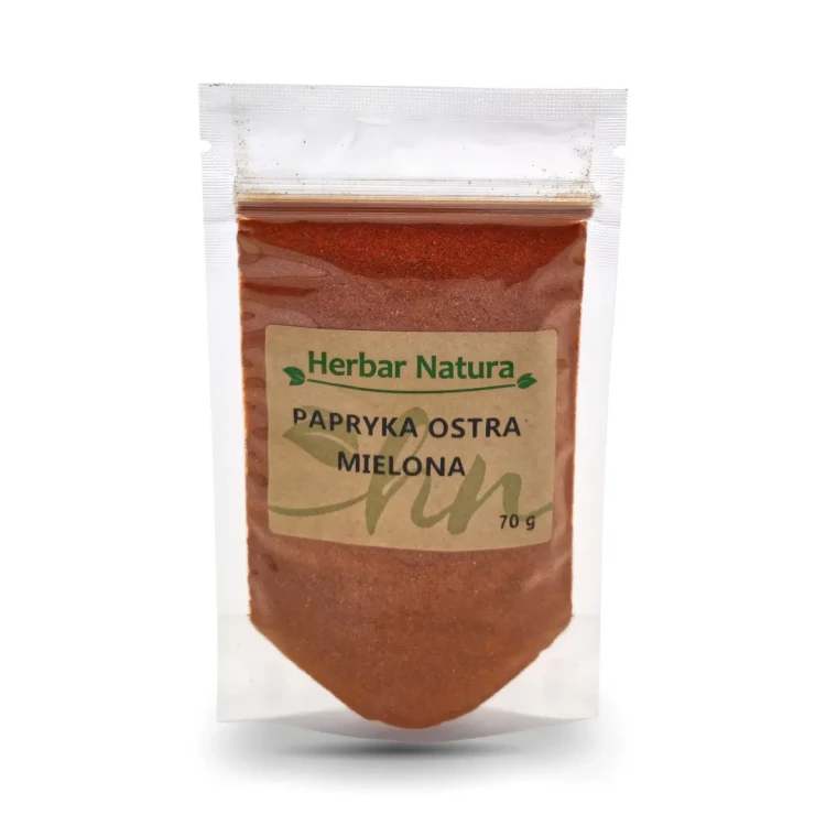 Papryka ostra mielona Herbar Natura 70 g Papryka ostra mielona Herbar Natura 70 g – naturalna, intensywnie pikantna przyprawa z suszonej papryki, idealna do dań ostrych, sosów i kuchni meksykańskiej 