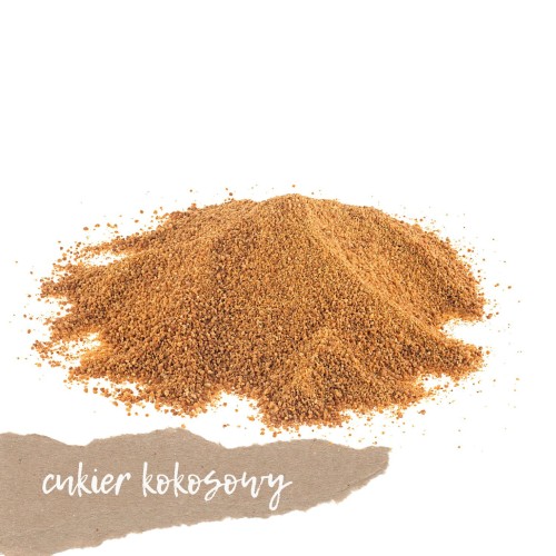 Cukier kokosowy 500 g Cukier kokosowy 500 g – naturalny, nierafinowany cukier z kwiatów palmy kokosowej, o karmelowym smaku i niskim indeksie glikemicznym, idealny do kawy, deserów i wypieków 