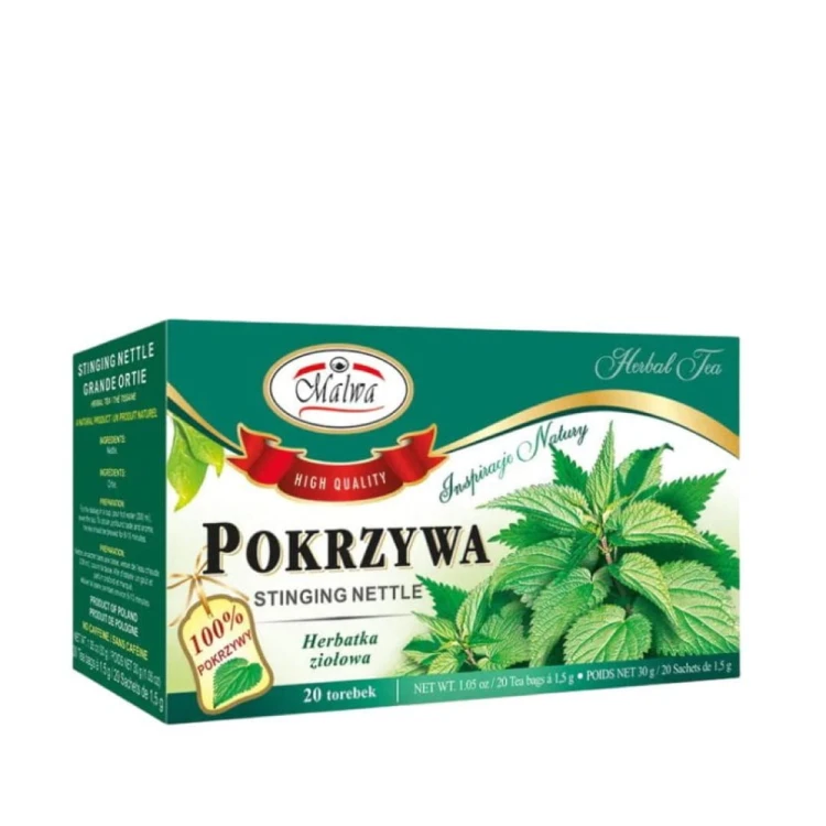 Pokrzywa — naturalna herbatka ziołowa, 20 torebek. Wspomaga oczyszczanie organizmu i krążenie, bogata w witaminy i minerały. Kup online — świeża jakość.