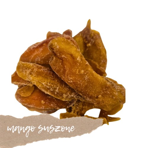 Mango suszone plastry 5% cukru Mango suszone w plastrach – naturalnie suszone, lekko dosładzane (5% cukru), aromatyczne i miękkie, idealne jako zdrowa przekąska 