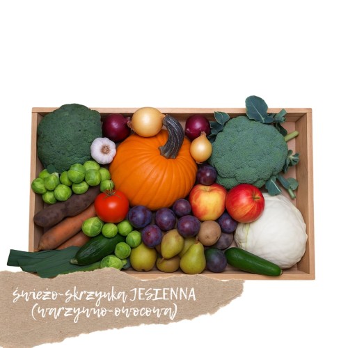 Box pełen jesiennych warzyw i owoców Box pełen jesiennych warzyw i owoców – sezonowy zestaw świeżych, aromatycznych produktów bogatych w witaminy, idealnych na chłodniejsze dni 