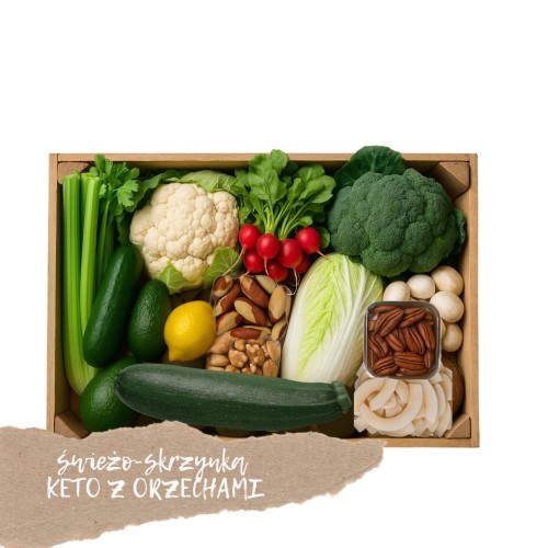 Box warzyw i owoców Keto Box warzyw i owoców Keto – zestaw świeżych produktów o niskiej zawartości węglowodanów, idealnych do diety ketogenicznej i low-carb