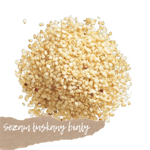 Sezam łuskany biały Sezam biały łuskany – naturalne nasiona sezamu bogate w wapń i zdrowe tłuszcze, idealne do sałatek, pieczywa i kuchni azjatyckiej 