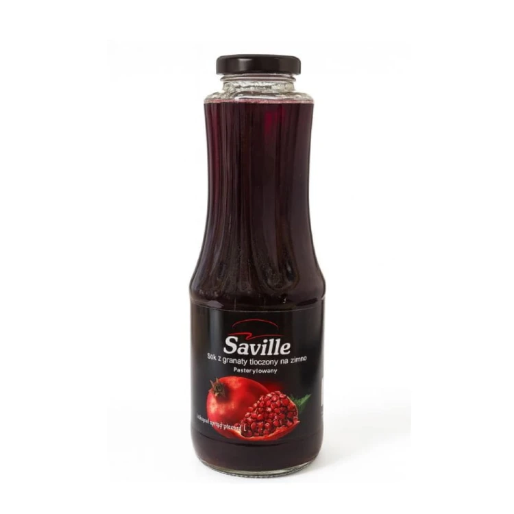 Sok z granatu Saville 1 l Sok z granatu Saville 1 l – naturalny sok tłoczony na zimno, 100% z owoców granatu, bez cukru i konserwantów 